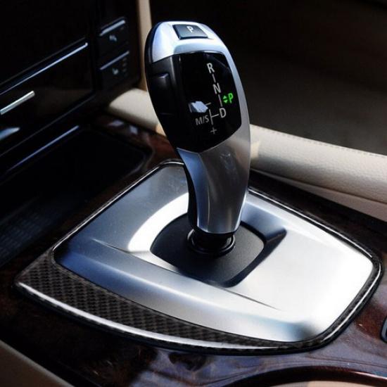 Luxury Carbon Fiber Gear Shift Panel Decoraton Cover For BMW 5 E60 08 09 10 LHD