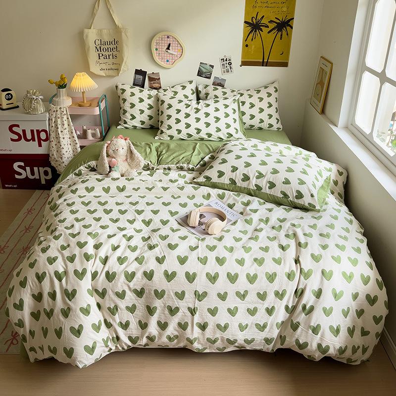 Class A Sleeping Naked, Maternal And Infant Grade Four-Piece Set, Pure Cotton Dormitory 3Pcs Set, Washed Cotton Quilt Cover, Bed Hat Model