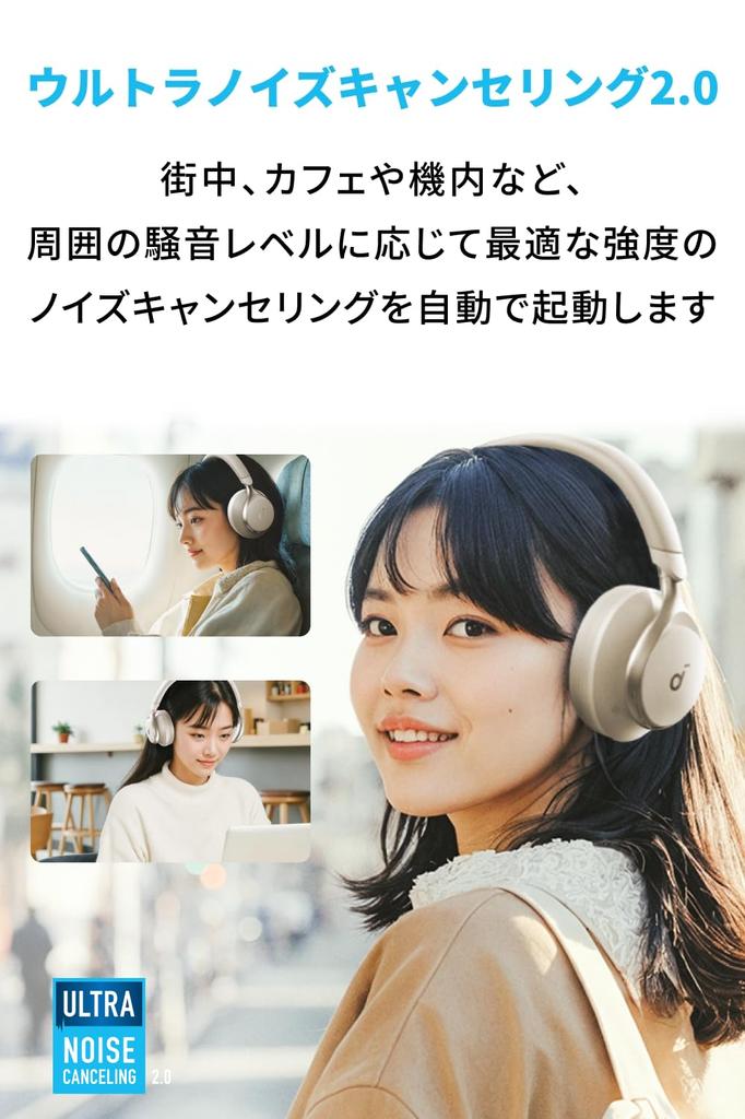 Anker Soundcore Space One Wireless Noise Canceling Up To 55 Hours of Music Playback Resolution Compatible Compatible External Sound Capture White