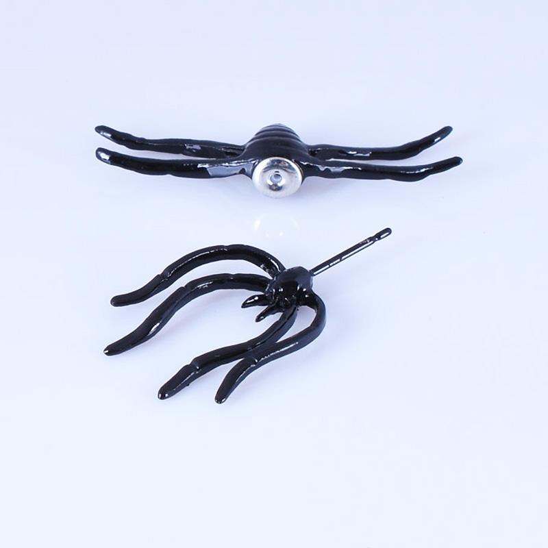 Творческие личности, черные серьги-гвоздики в виде паука, модные женские серьги, квадратные серьги-гвоздики