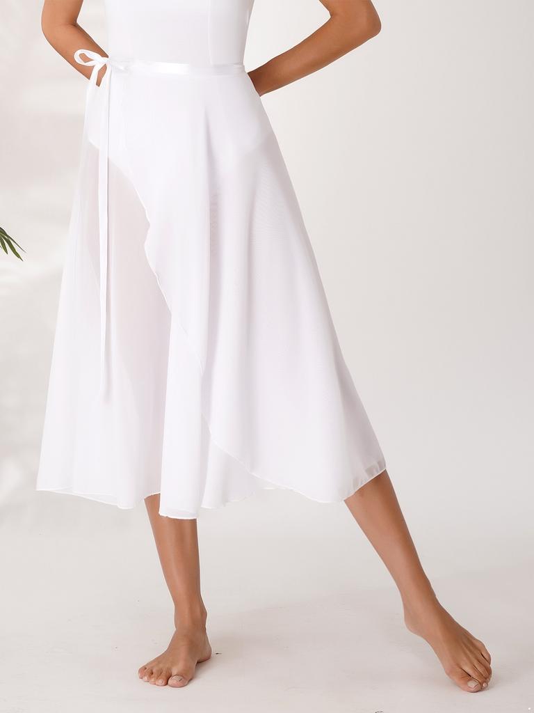 Женская струящаяся прозрачная юбка-шарф с запахом для взрослых, юбка для балета, танцев, женская шифоновая длинная юбка