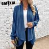 Women's Fashion Casual Solid Color Print Autumn Winter Long Sleeve Cardigans Coat