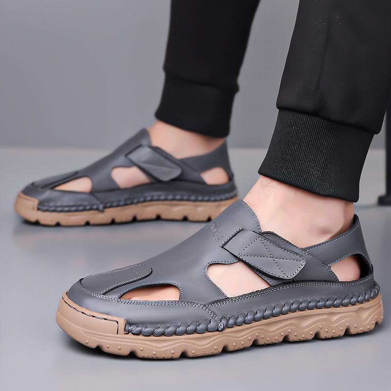 Fashion Comfort Leather Men Brand Trending Soft Sandals Summer Hollow Out Men Casual Leather Shoes Men's Leisure Beach Vacation Sandals