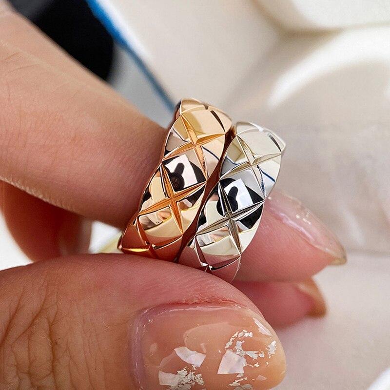 Кольца с гладким ромбическим узором 6 мм, полированная нержавеющая сталь, геометрическое мужское и женское эксклюзивное обручальное кольцо для пары