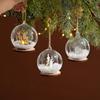 Christmas Souvenir Gifts Lighted Glass Ball Ornament, LED Winter Snow Scene Hanging Decorations Bauble with Reindeer Cabin for Tree Seasonal Tabletop