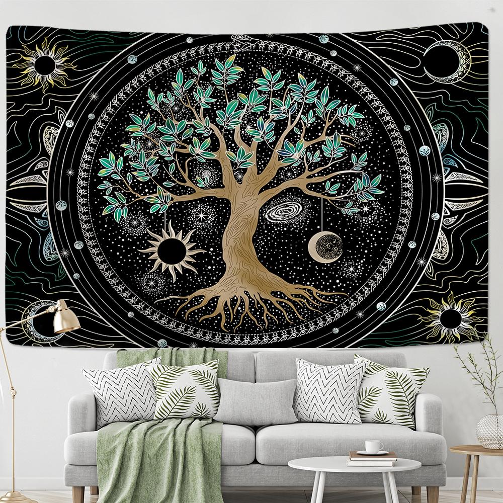 Эстетическое Древо Жизни Гобелен Настенный Цветной Искусства Простой Хиппи Колдовство Таинственная Комната Домашний Декор