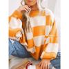 Women's Fashion Casual Fall Winter Plaid Print Long Sleeve O-Neck Sweaters