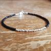 Black Spinel Bracelet Silver Beaded Bracelets Karen Hill Tribe Stacking Bead Bracelet