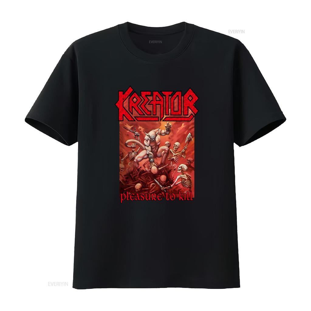 KREATOR Футболка с принтом Pleasure To Kill для мужчин Дизайн в стиле хэви-метал Доступна в размере S винтажная стирка Универсальная Повседневная