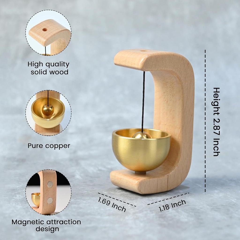 Wooden Magnetic Door Bell for Home Entrance | Beech Wood Wind Chime with Brass Sound | Decorative for Refrigerator, Glass, Entryway