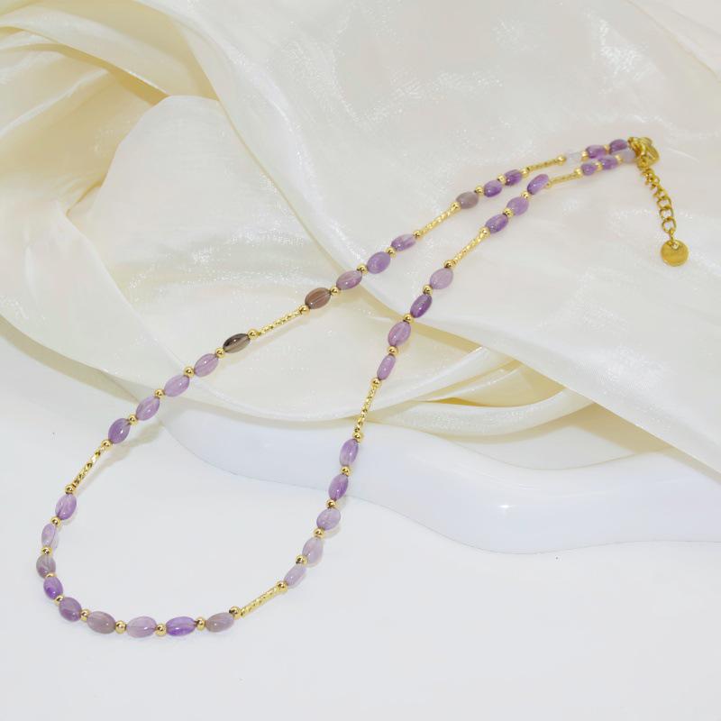 Золотой чокер с аквамарином и бусинами, дизайн с натуральным камнем