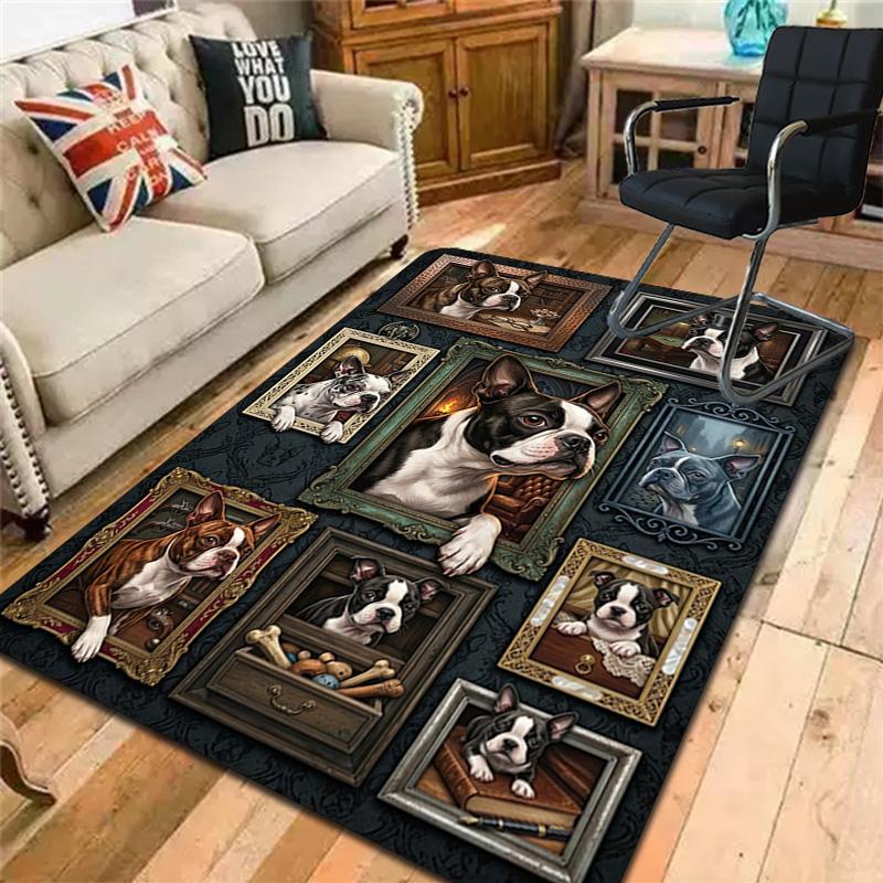 Canine Portraits Gallery Pattern Rug Floor Mat for Living Room or Bedroom Soft and Comfortable Carpet a Gift for Birthday and Holiday.