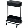 UDST-2T(BK) Slim 2-Tier Under-Desk Storage Cart with Casters, Height Adjustable, Desk Cart, Kitchen Cart, Assembly Required, Black, Ideal for