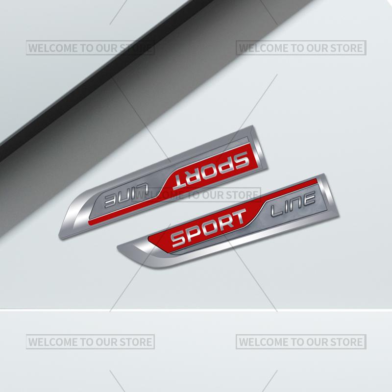 JBIW9 3D Car Styling Sport Line Emblem Side Badge Metal Stickers Rear Trunk Decals For Skoda Citigo Octavia Kodiaq Kamiq Yeti Fabia RS