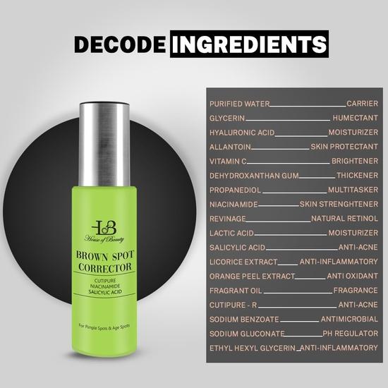 HOUSE OF BEAUTY Сыворотка-корректор для пигментных пятен с экстрактом кутипура, ниацинамидом, салициловой кислотой и витамином С от прыщей и возрастных пятен (15 мл)