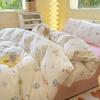 Ins Simple Style Pure Cotton Bed Four-piece Set, Cotton Quilt Cover, Bed Sheet, Small Floral Three-piece Set