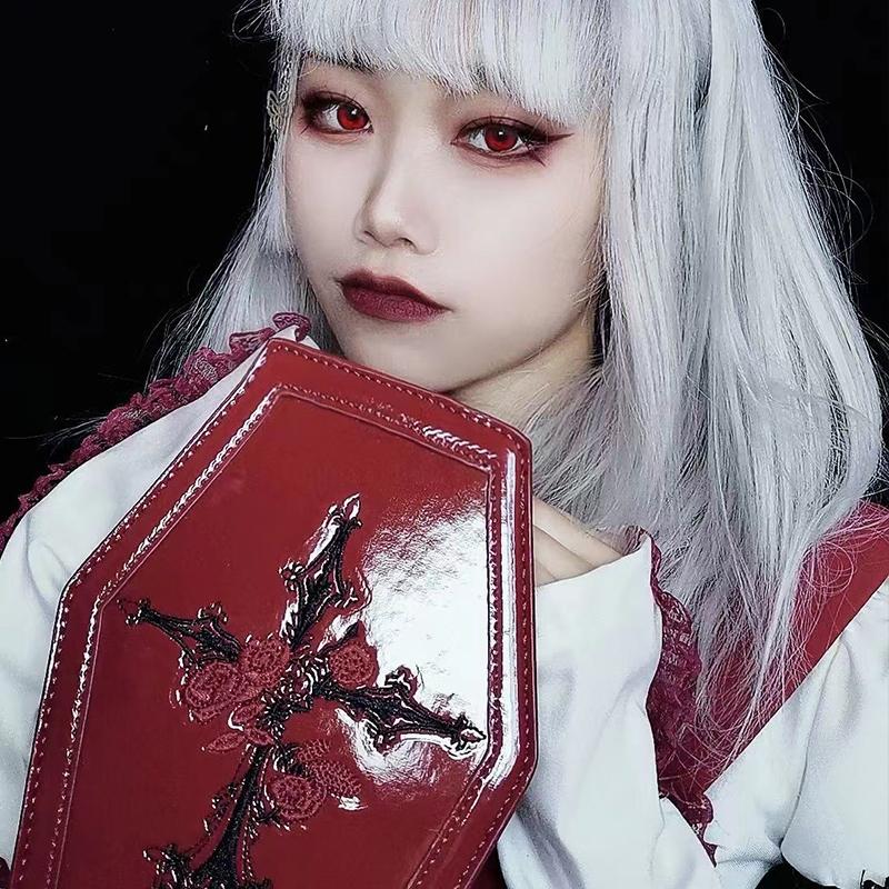 Готические кошельки и сумки в стиле Харадзюку для женщин, винтажная сумка через плечо с вышитым крестом и розой, в форме панк-конфина