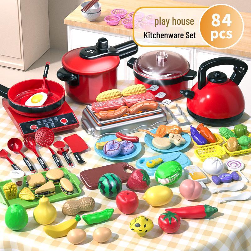 Мини Кухонный Игровой Набор: Детская имитация кухонной посуды с разрезаемыми фруктами