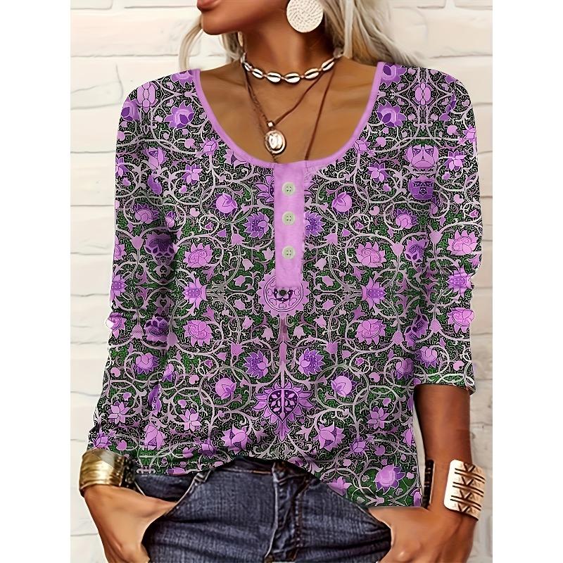 DICFY Women's Fashion Casual Autumn Winter Long Sleeve U-Neck Blouses & Shirts
