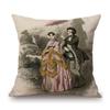 Antique Fashion Book Ettiquette Lady Dress European Costume Elegant Wear Cotton Linen Sofa Throw Pillow Case Chair Cushion Cover