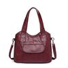 Women'S Elegant Solid Color PU Leather Shoulder Bag With Zipper Closure Polyester Lined Tote Versatile Handbag For Work And Daily