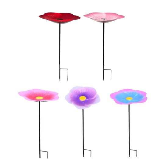 Цветок Птичья поилка Железная кормушка-поднос со стойкой Уличная поилка Цветок Чаша для птичьей поилки для украшения сада Подарок для любителей птиц