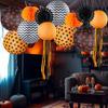 12Pcs Halloween Party Decorations Honeycomb Pumpkin Ball Lanterns Paper Fan Hanging Ornaments Indoor Outdoor Spooky Decor for Home Office Party