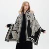 Elegant Black White Mosaic Crack Scarf - Double-Sided Warm Wrap Shawl Office Commute Winter Wear