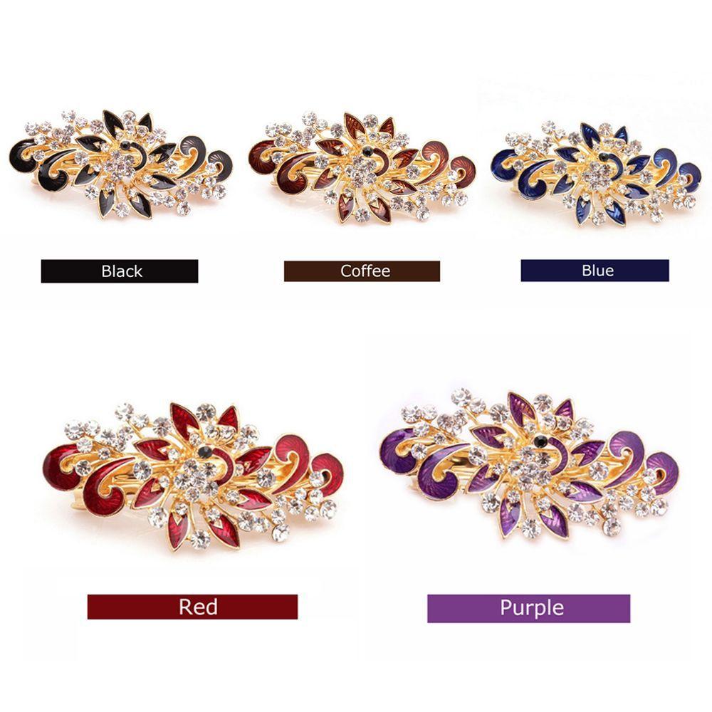 Fashion Headwear Colorful Crystal Hair Clip Peacock Hairpin Shinning Rhinestones Jewelry