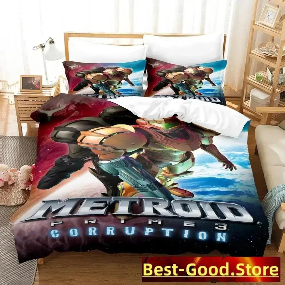 Новый комплект постельного белья Metroid Prime Single Twin Full Queen King Size Bed Set Adult Kid Bedroom Duvetcover Sets Anime Parure de lit Bed