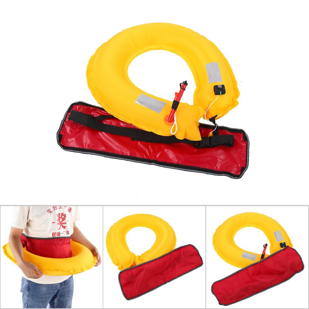 Adjustable Inflatable Life Jacket Belt With Reflective Tapes and Whistle (red)