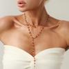 Gold Y-shaped Cherry Necklace Silver Clavicle Chain Geometric Crystal Necklace Gift