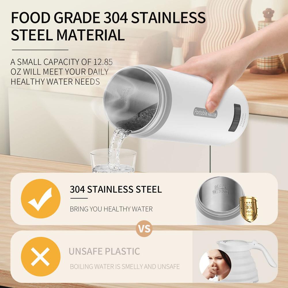 Портативный электрический чайник для путешествий, мини-чайник из нержавеющей стали, электрическая бутылка для воды, термос для чая, кофе, кипячения горячей воды