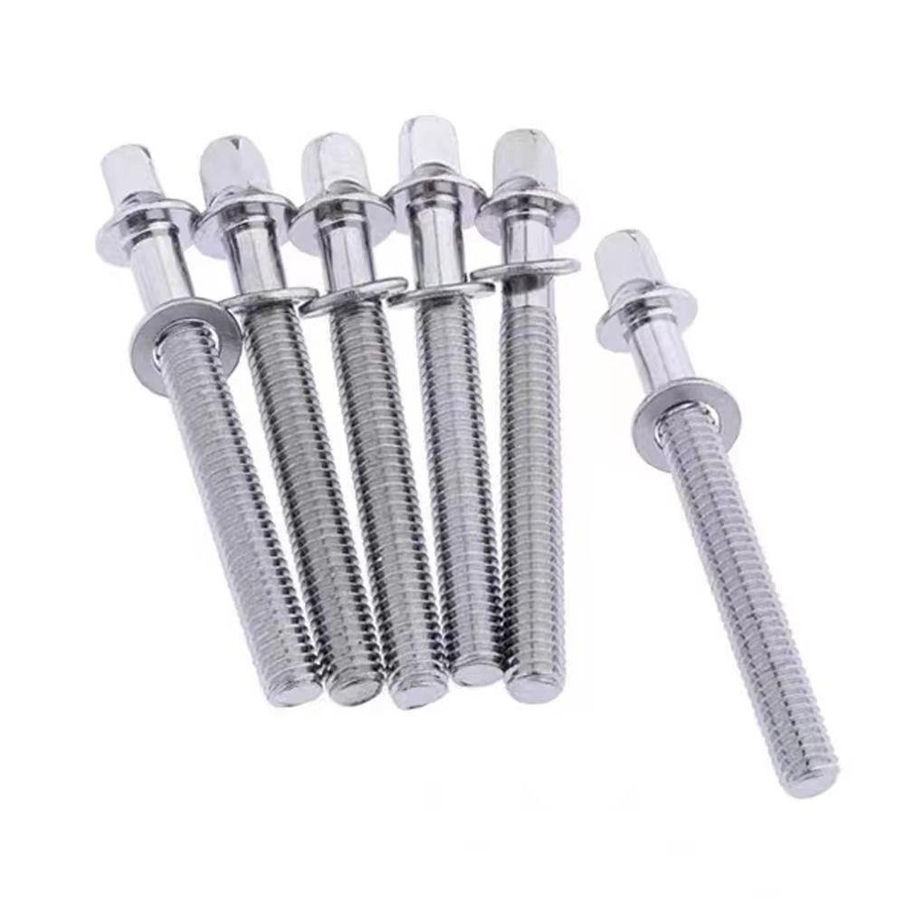 6Pcs Strong Drum Tension Rods with Washers Drum Tight Screw Drum Lug Bolts  for Jazz Drums Repair