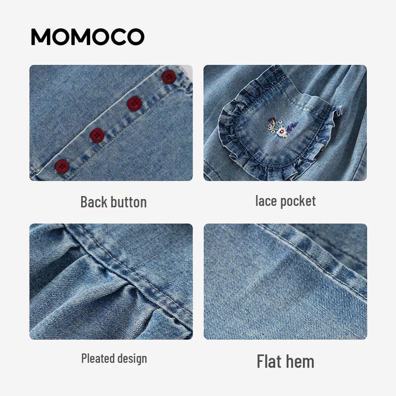 Джинсовое платье-трапеция без рукавов для девочек MOMOCO