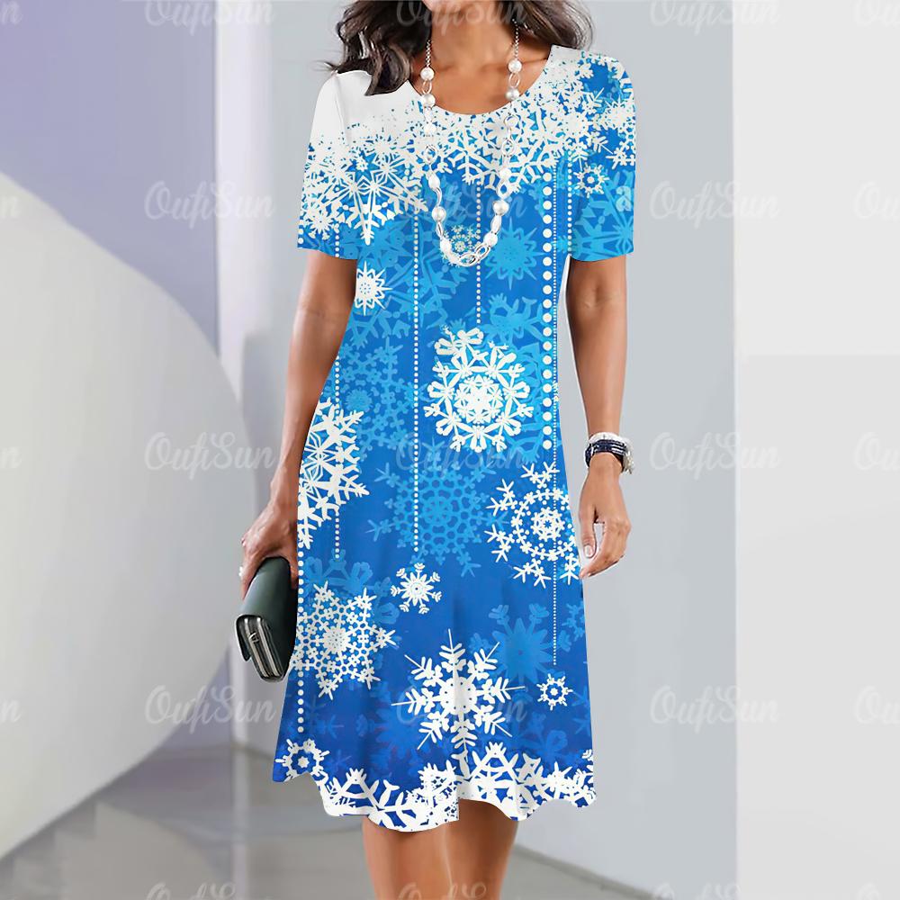 2025 New Women's Dresses Graphic  Print Elegant & Beautiful Midi Dresses Plus Size Female Summer One-piece Dress