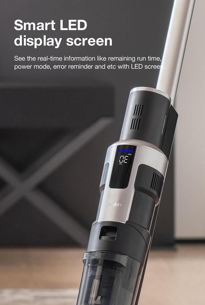 Обновленный: JIMMY HW9 Беспроводной пылесос для влажной и сухой уборки, самоочищающийся, резервуар для пыли и воды на 400 мл, водонепроницаемый бесщеточный, светодиодный дисплей