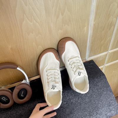 Дизайнерские Повседневные Кроссовки на Платформе для Бега Женские Лолита Спортивные Мультяшные Лоскутные Белые Туфли Бренд Дышащие Кроссовки на Толстой Подошве и Каблуке