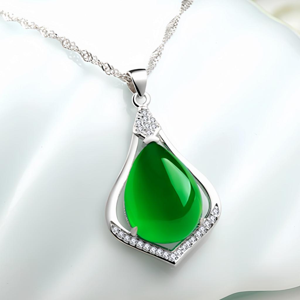 Ожерелье из стерлингового серебра 925 пробы с подвеской из натурального халцедона, модные простые серебряные украшения