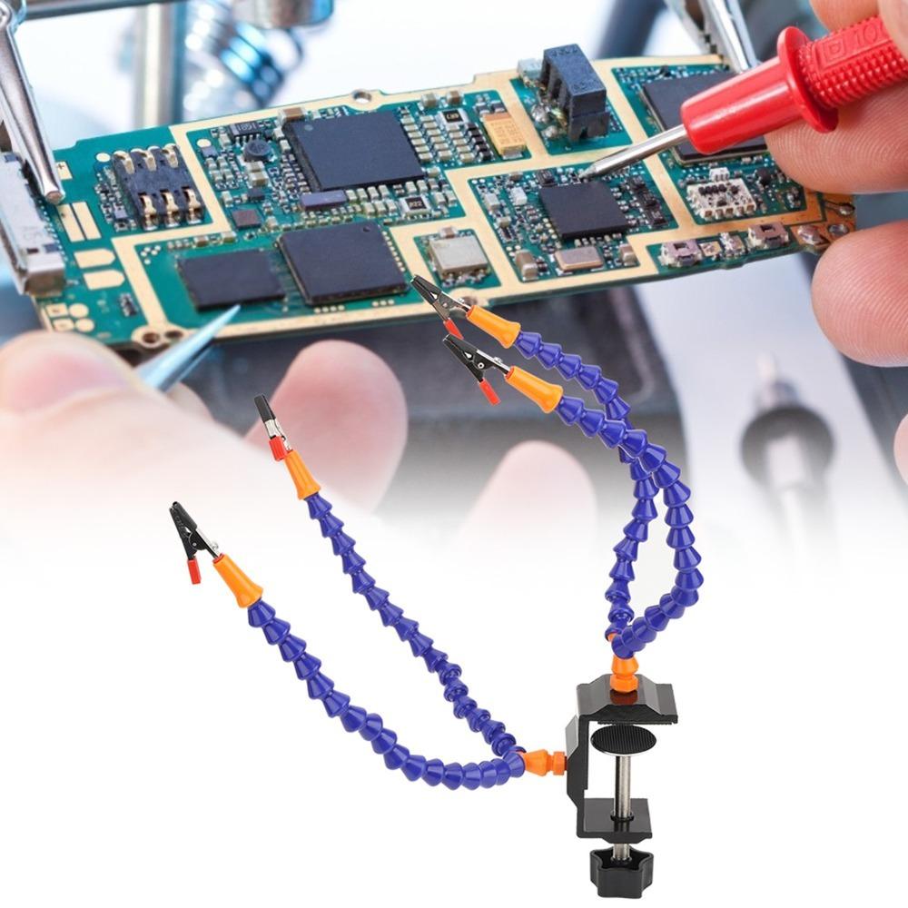 7pcs Flexible Arms Flexible Soldering Holder Blue Wire Clip Holder Circuit Board Repairing