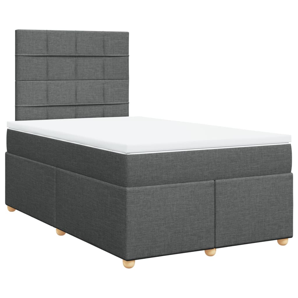 Box Spring Bed with Mattress Dark Gray 120 x 190 cm Fabric