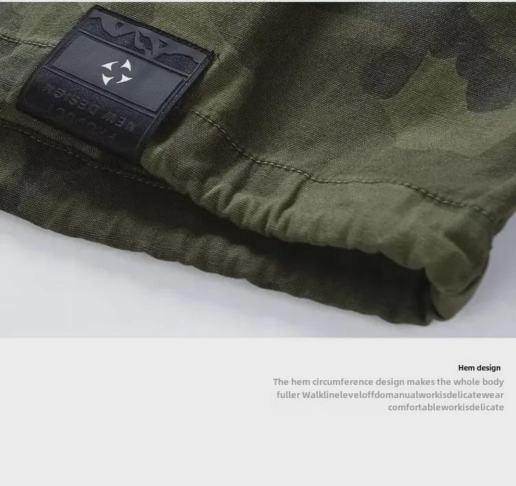 Куртка с капюшоном в стиле ретро-американского камуфляжа: Осенне-зимняя рабочая одежда для активного отдыха с полумолнией