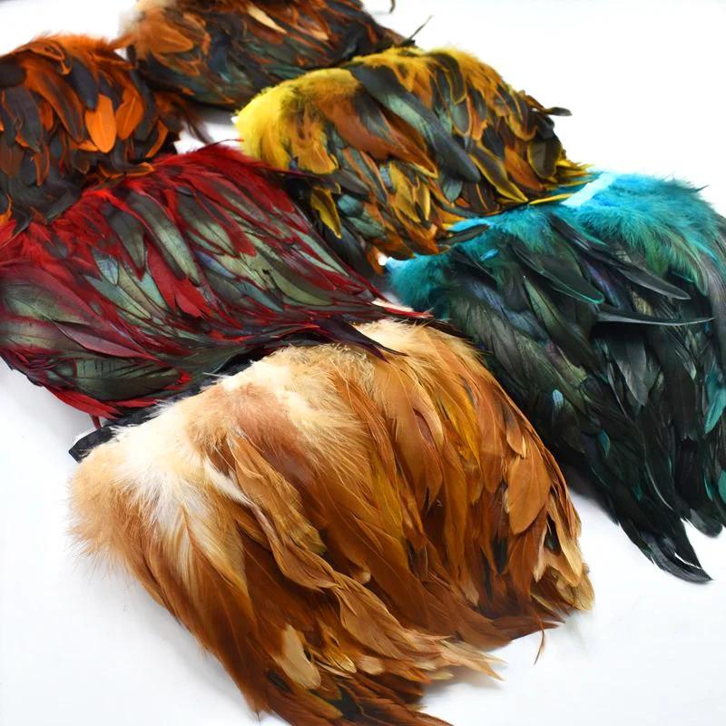 1 метр натуральная отделка бахромой из перьев петуха для рукоделия plumas 13-18 см черная перьевая лента DIY шитье одежда украшения для вечеринки