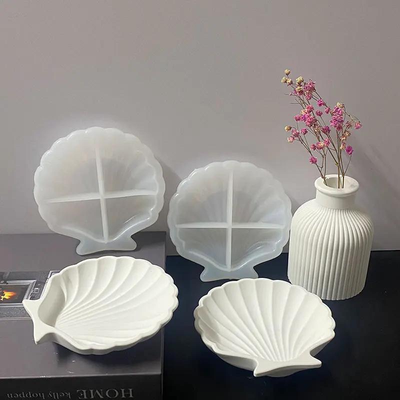 Гипсовая форма из смолы Домашнее украшение DIY Форма для подставки в виде ракушки Силиконовая форма Форма для ракушки Дно Форма для подноса для хранения ювелирных изделий