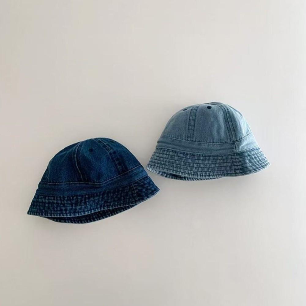 Cloth Baby Sun Hat Solid Color Children Fisherman Cap Cute Washed Denim Bucket Hat  Boys