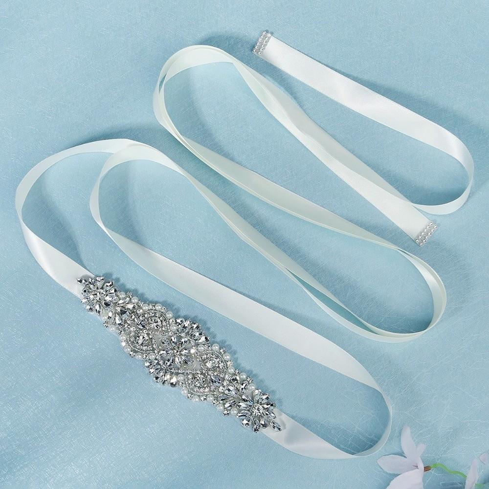 Ribbon Wedding Belt Silver Bridal Sashes Fashion Bridal Belt  Wedding