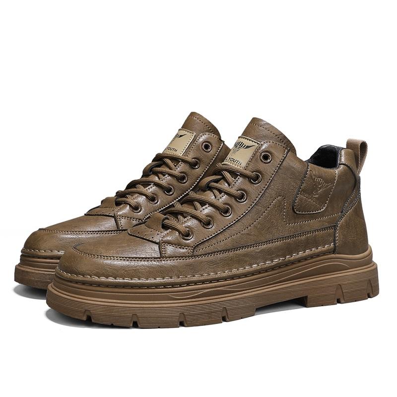 Модная мужская классика Ретро рабочие ботинки Модная универсальная мужская обувь Круглый носок Ботинки на шнуровке Мужские водонепроницаемые повседневные мотоциклетные ботинки