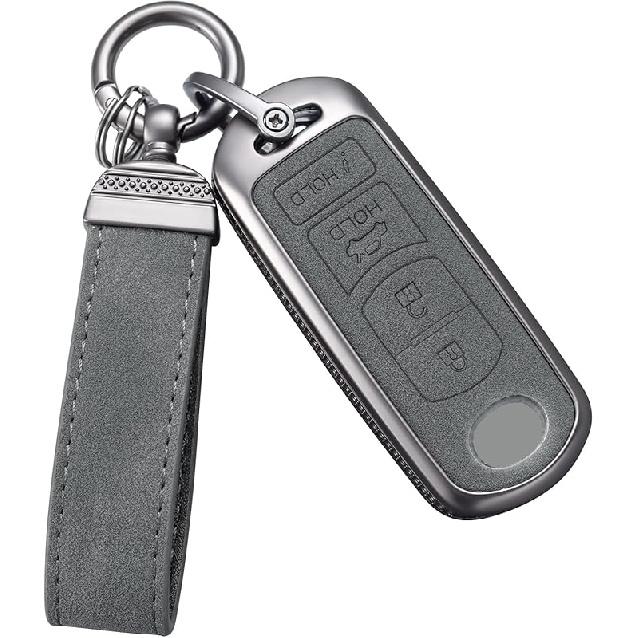 YO&YOYE Compatible With Mazda Key Fob Cover With Keychain, Model2-Black, Model2-Black