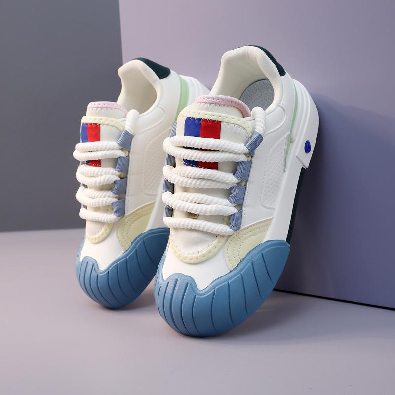 Маленькие белые туфли женские новые осенние универсальные модные туфли в тренде повседневная обувь с увеличенной толстой подошвой E