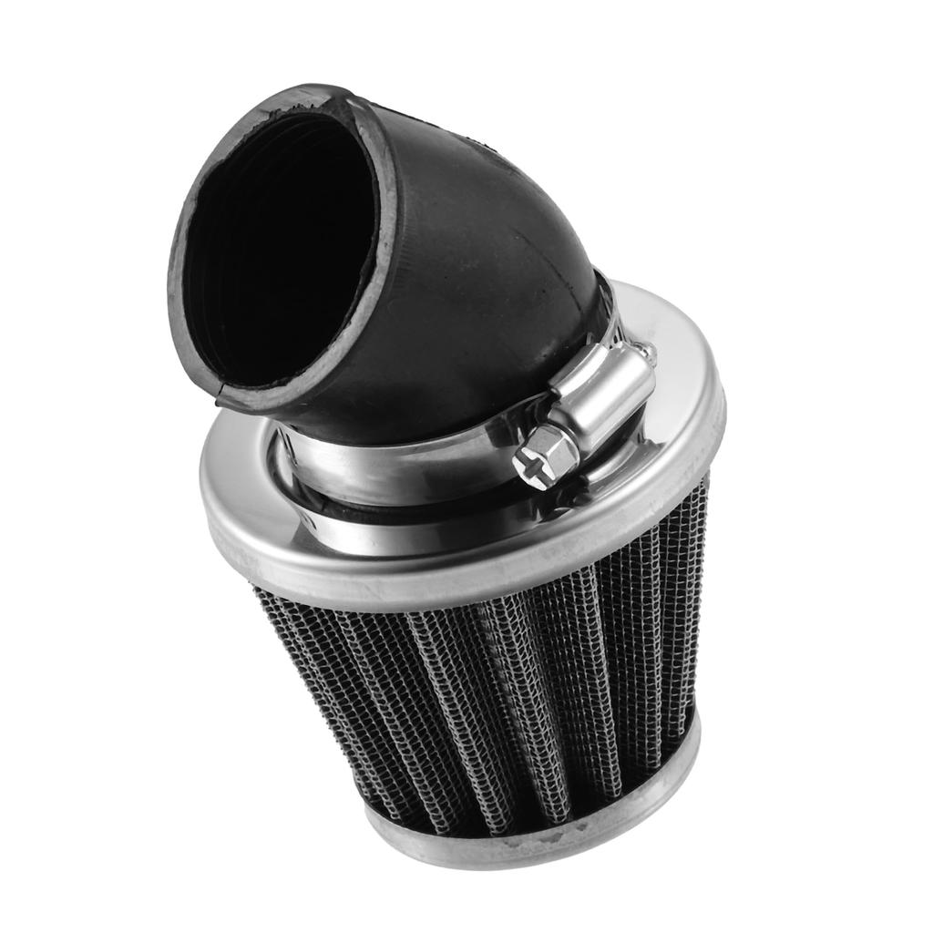 A ABSOPRO Motorcycle Elbow Cone Air Filter Universal 38mm Round Tapered Air Filter Replacement Stainless Steel Silver Tone